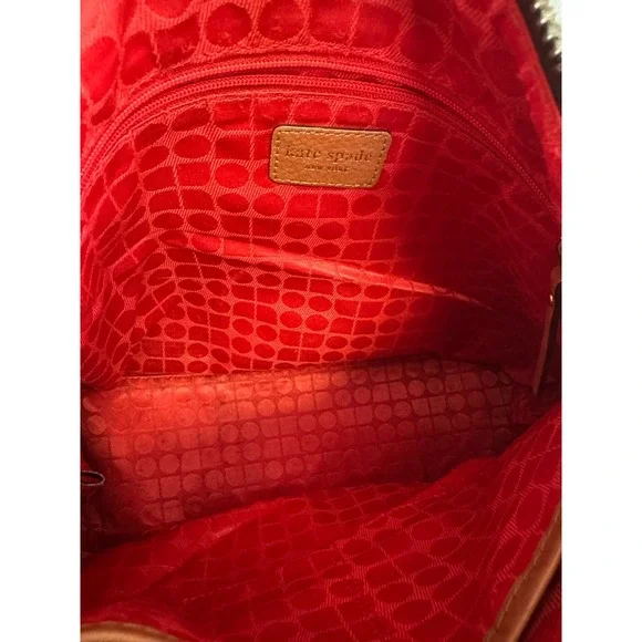 Kate Spade Classic Noel Serena Shoulder Bag Black Red Stripe Brown Leather Purse - Picture 9 of 10